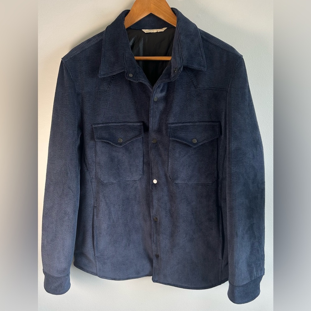 Briglia 1949 Men’s Navy Blue Corduroy Jacket Button Up Sz 48 Made In Italy NWOT